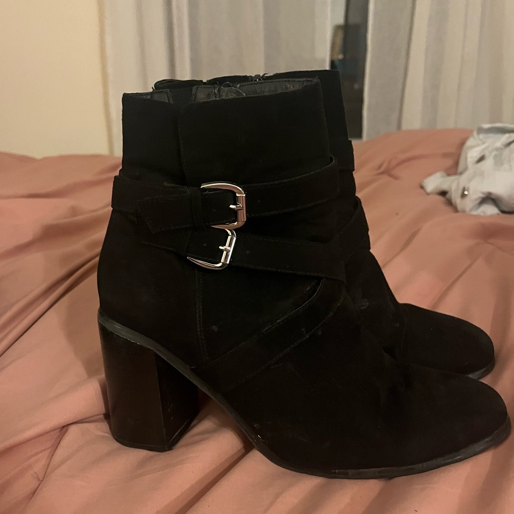 TORRID Black booties with silver hardware WW